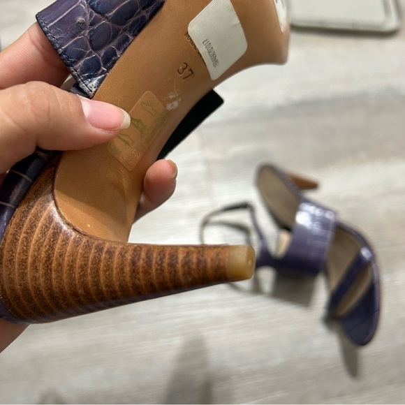 Gaia D'este Purple Crocodile Leather Strappy Sandal Heels - Picture 6 of 8